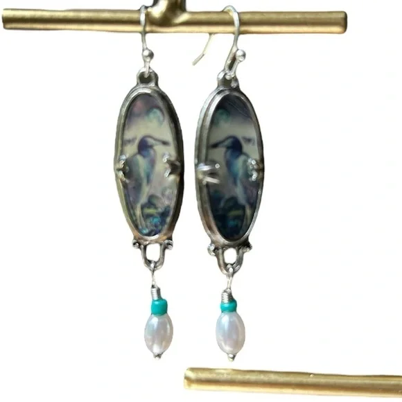 New 🎁 Silver Pearl Drop Earrings - Picture 6 of 6